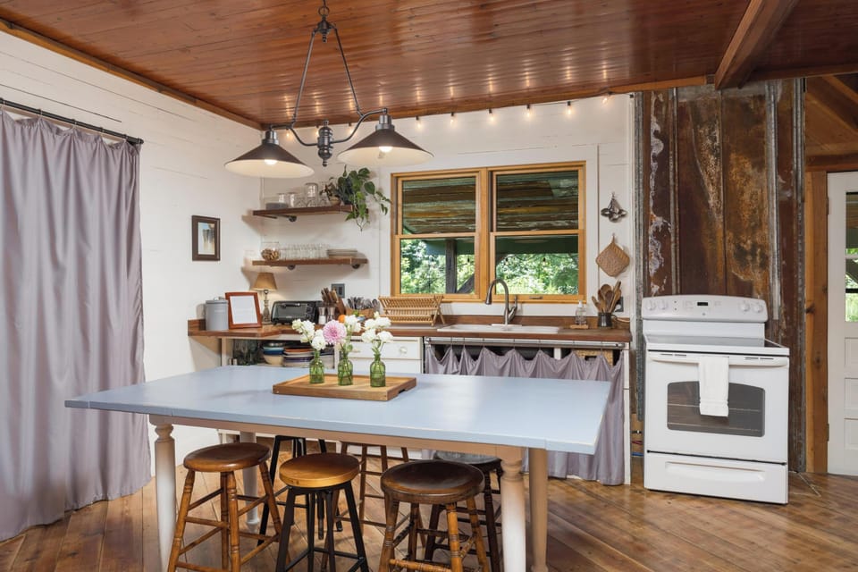 Custom farmhouse table at kitchen island height