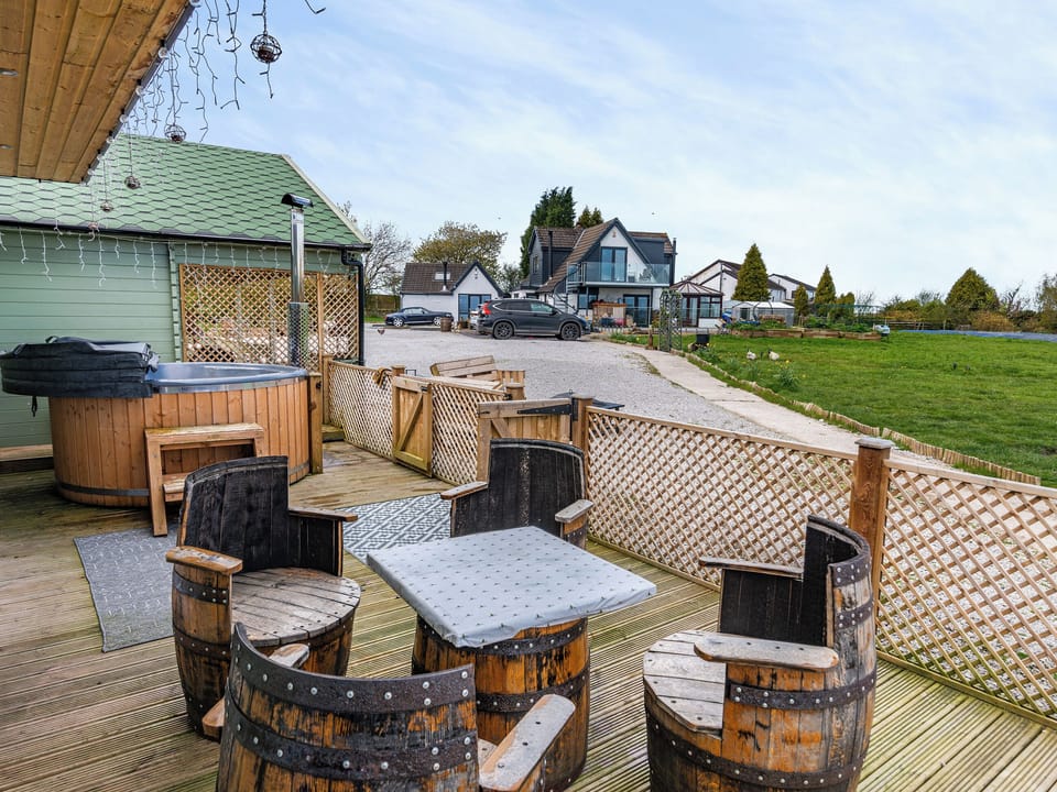 Sitting-out-area | Pendle View Lodge - Houghton Barn Farm, Altham