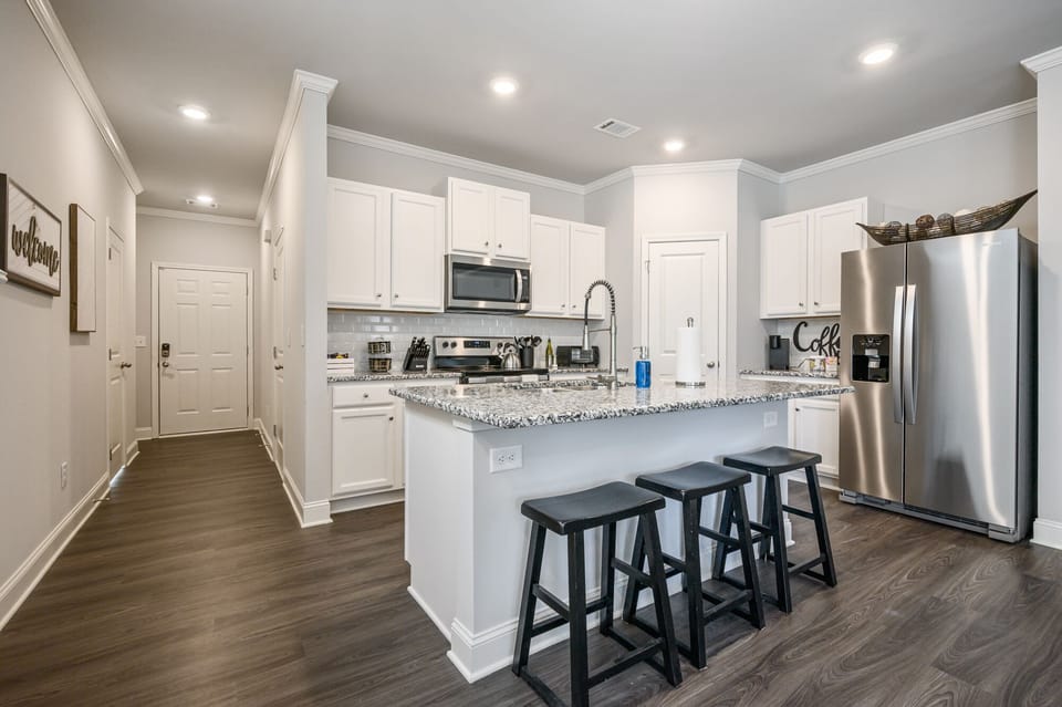 Kitchen with stainless steel appliances