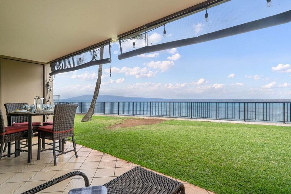 A serene setting for alfresco dining or lounging with panoramic ocean views