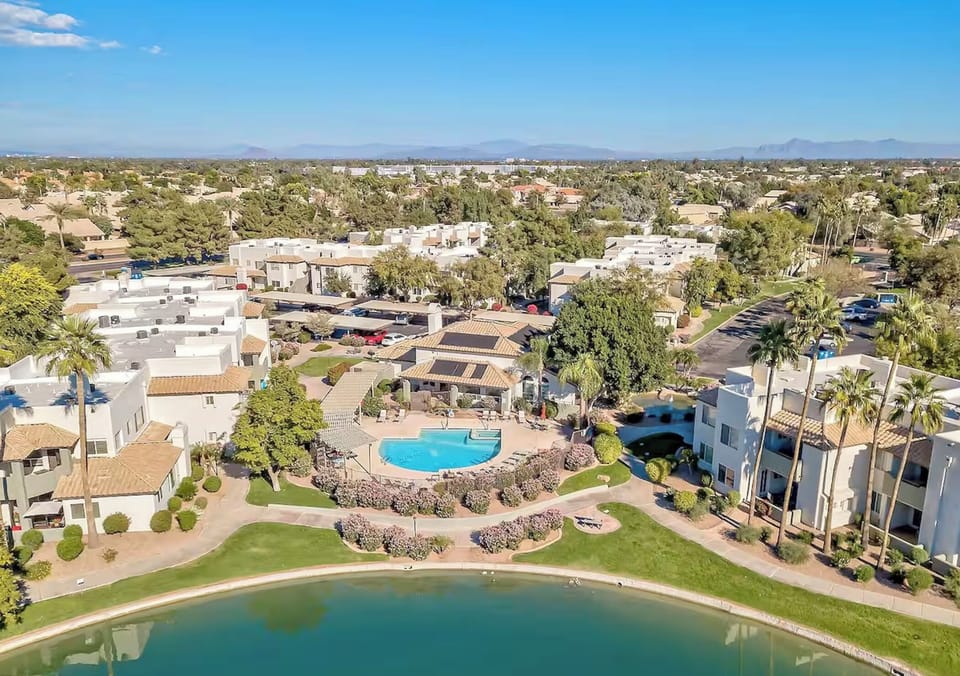 Heated pool & spa along the lake 
