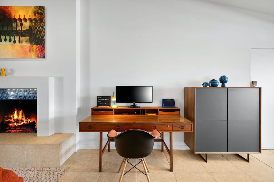 Office desk off the living room