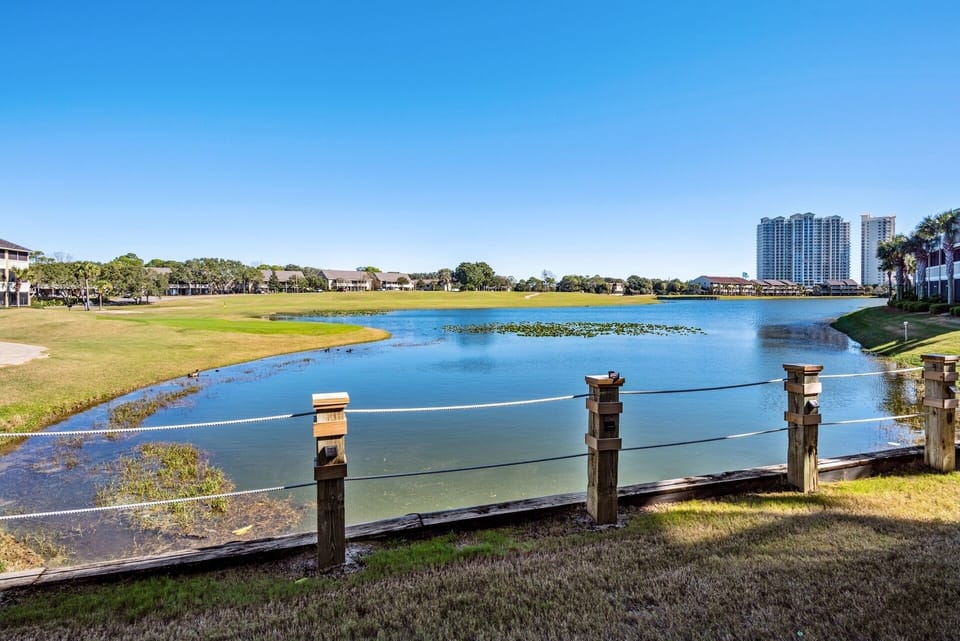 Freshwater fishing lake right behind condo