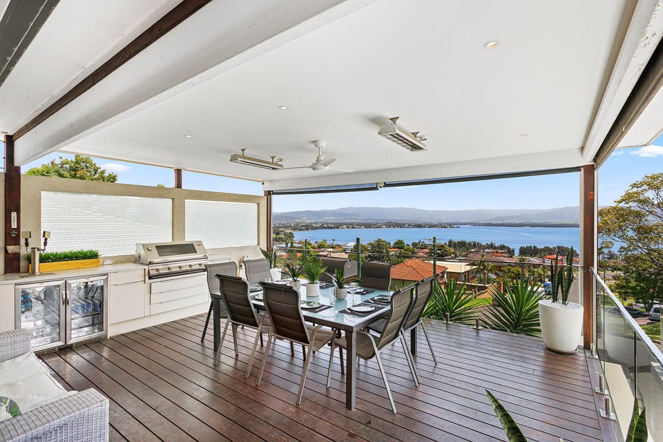 Outdoor dining and BBQ and beer fridge