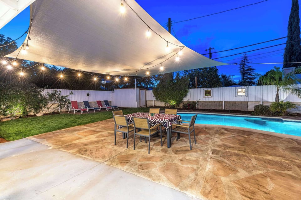 Enjoy the warm evenings under the remote controlled Cafe patio lights for a great ambiance!