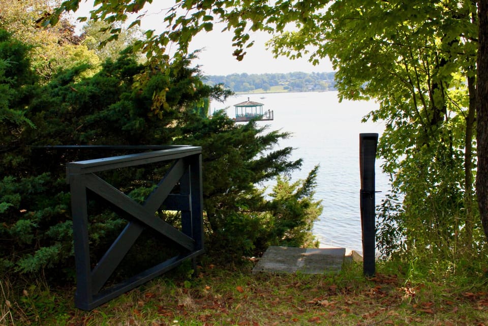 Steps leading down to our Private Beach and Deck on the Hudson