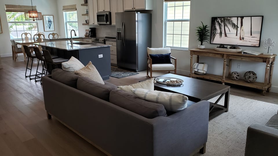 View of the large great room from the entrance.