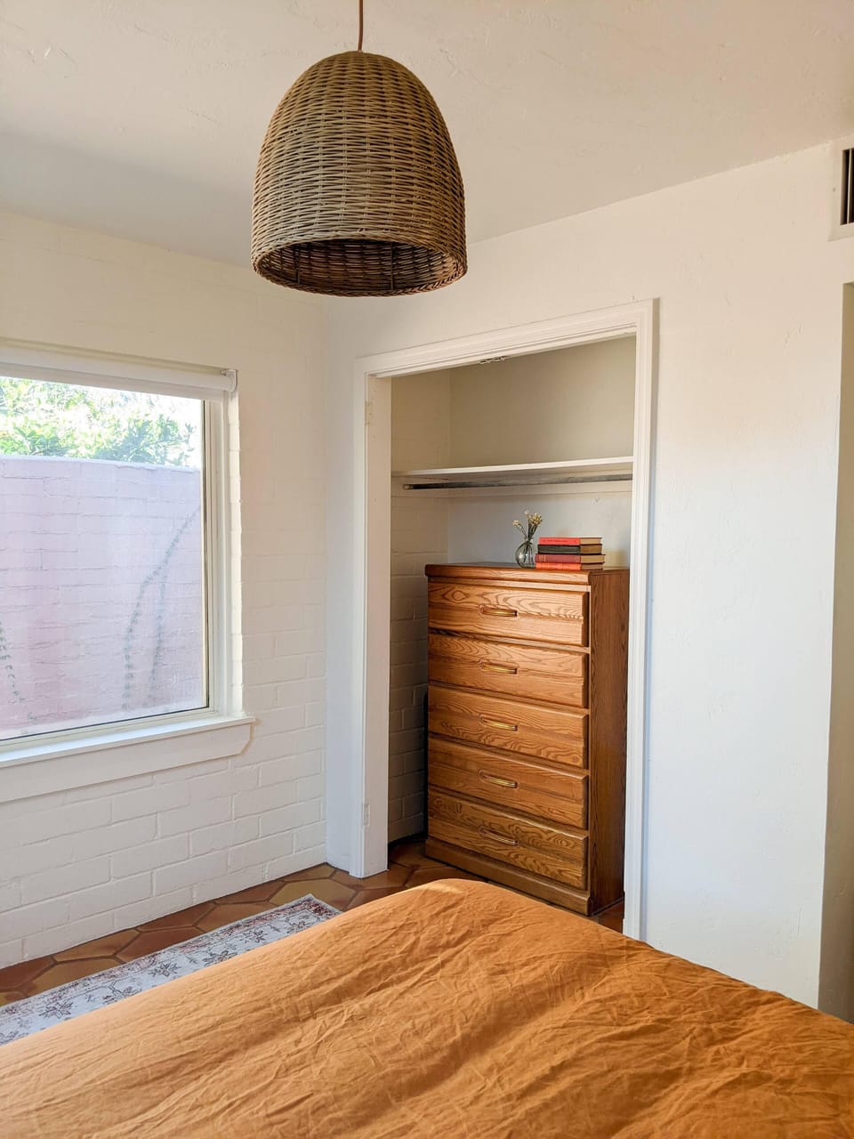 Dresser available to store your belongings and extra pillows and linens.