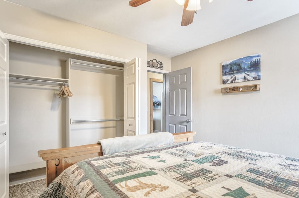 Second bedroom also has a queen sized bed and more closet storage!