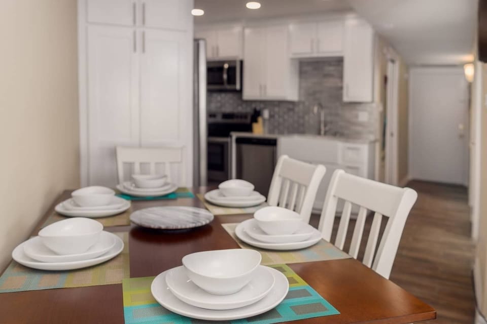 Our compact condo packs a big punch with our simple style and sleek furnishings.