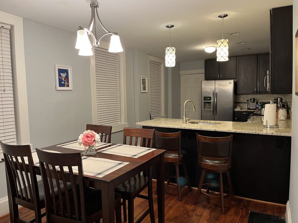 Enjoy our modern kitchen and dining room