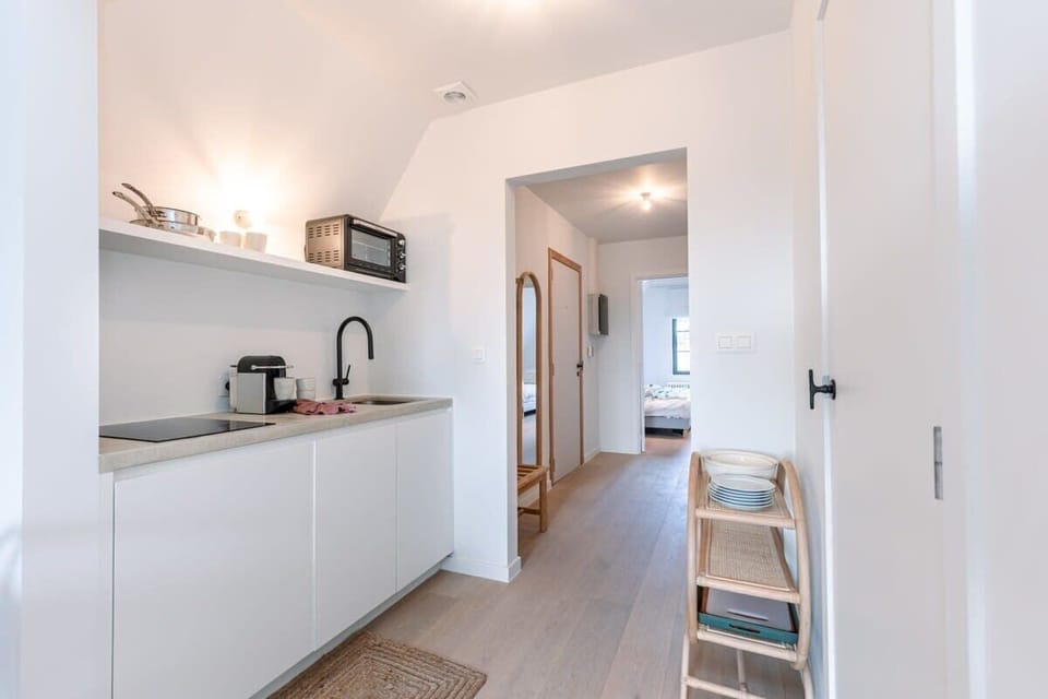 Streamlined hallway with natural wood details
