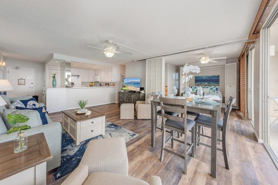 Enjoy a cozy dining experience with tropical-inspired decor