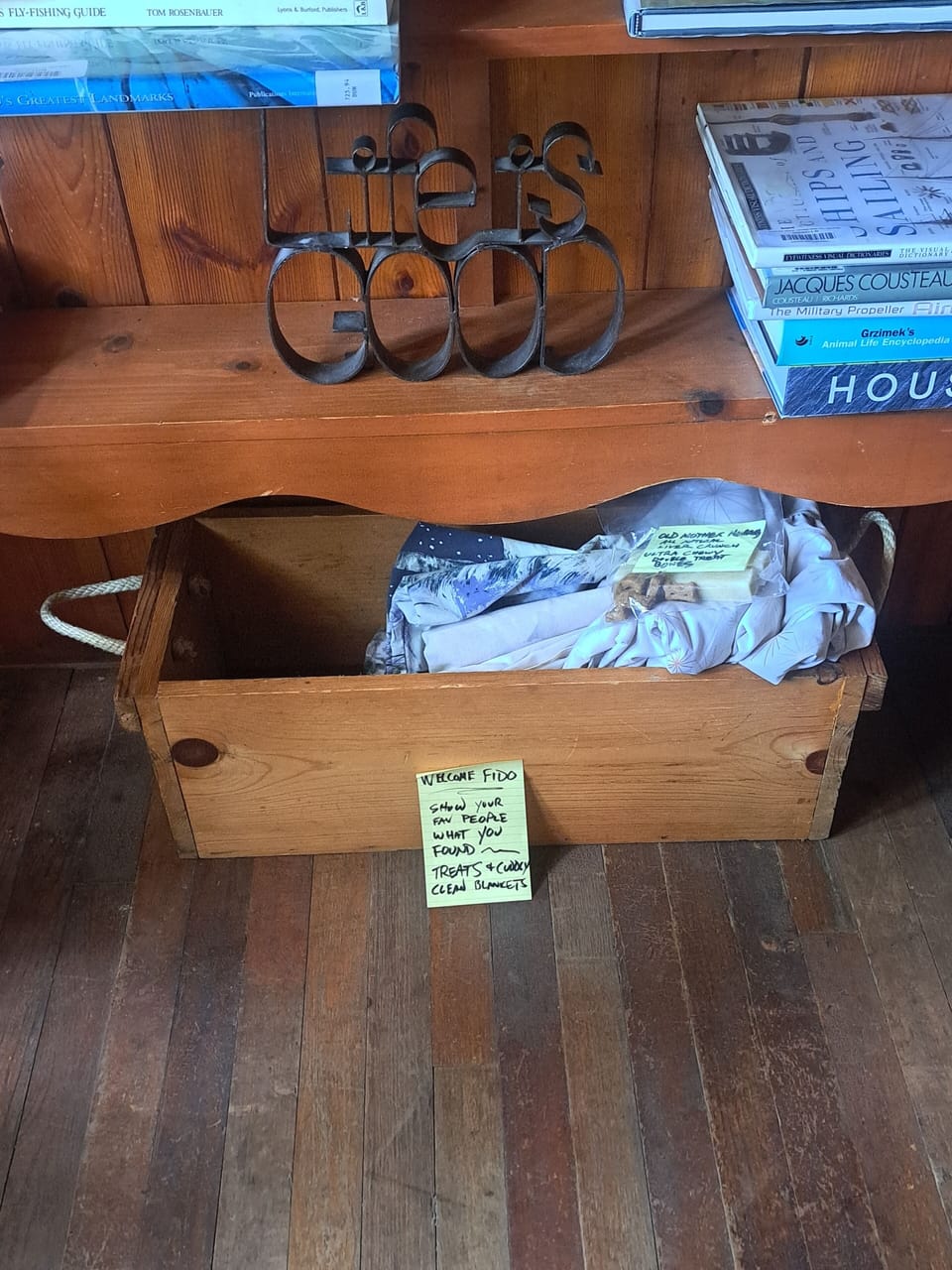 even the family pup gets treats and personal bedding.   ask mom or pops to use.