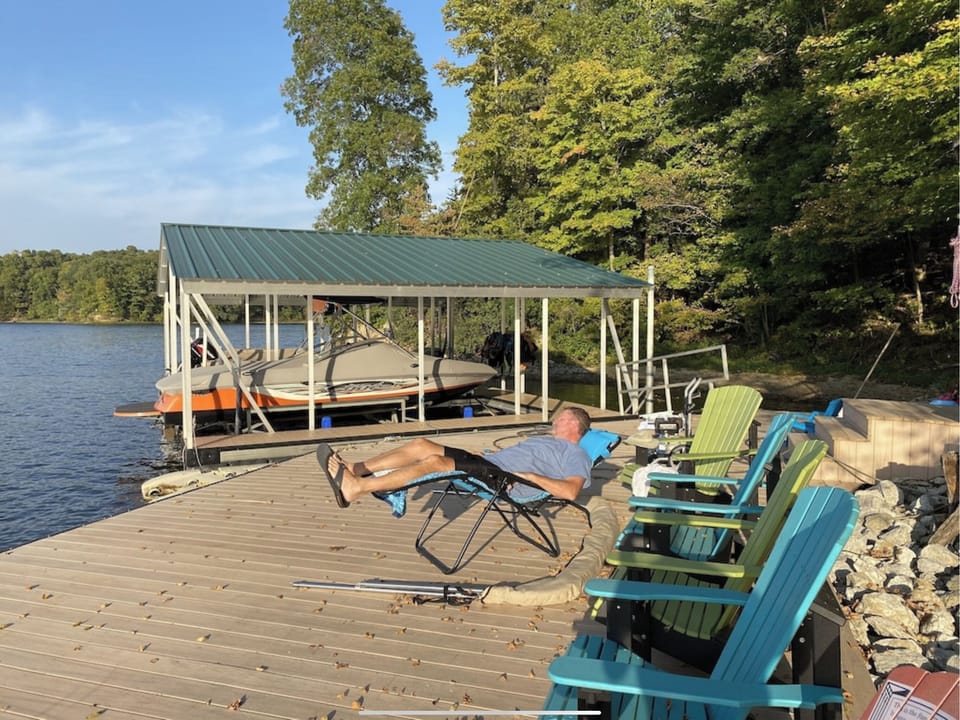 Boat slip and jet ski platform. 
