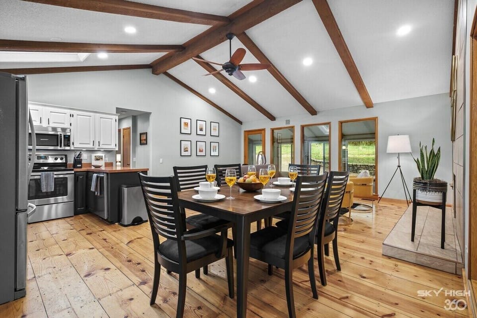 If you head upstairs, you'll enter our main living area.