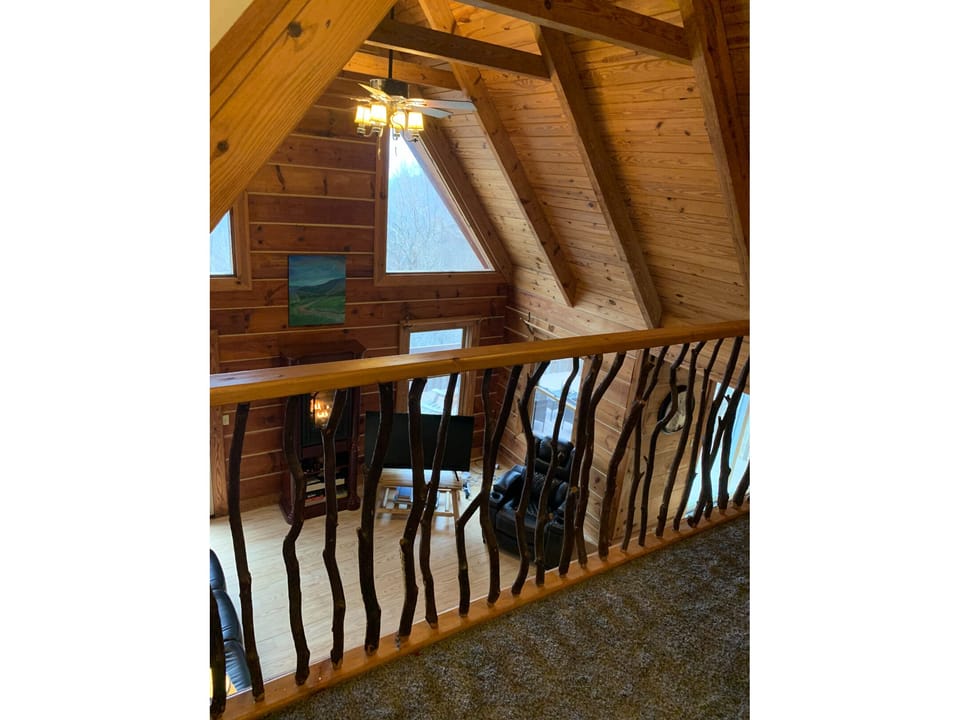 Upstairs hall looking down into the great room.