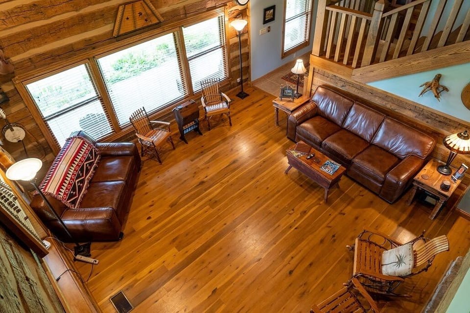 A stunning view of the living area from the loft