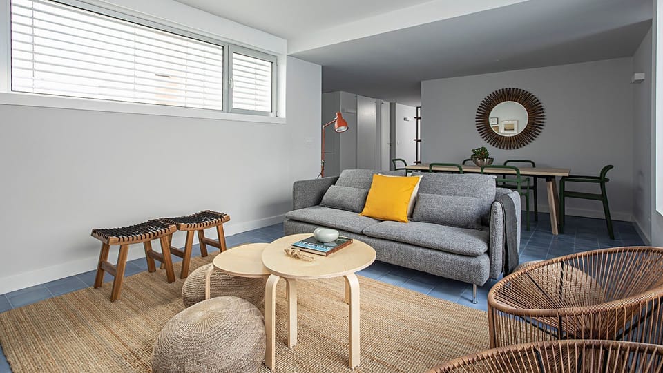 Living room with dining area #lisbon #downtown #airbnb