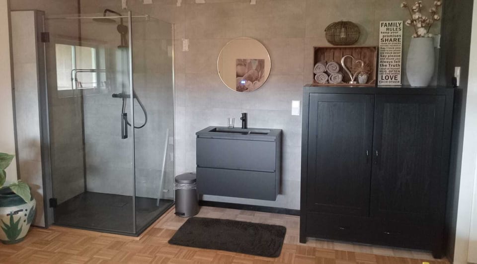 op deze kamer volledig nieuwe douche en wastafel 