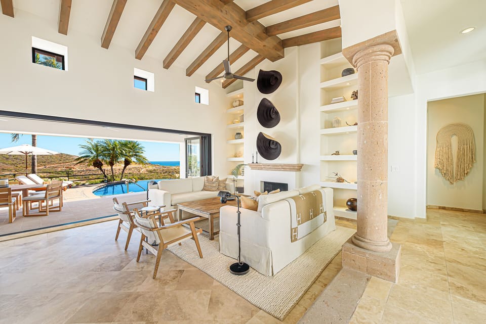 Indoor/outdoor living when the retractable doors are opened completely