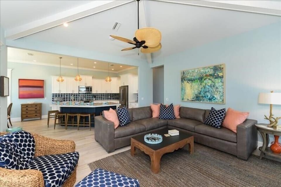 Living room with open concept to kitchen