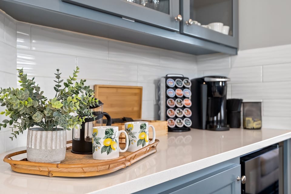 coffee/wine bar with wine cooler