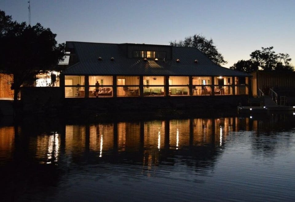 Lake Godstone Lodge at night