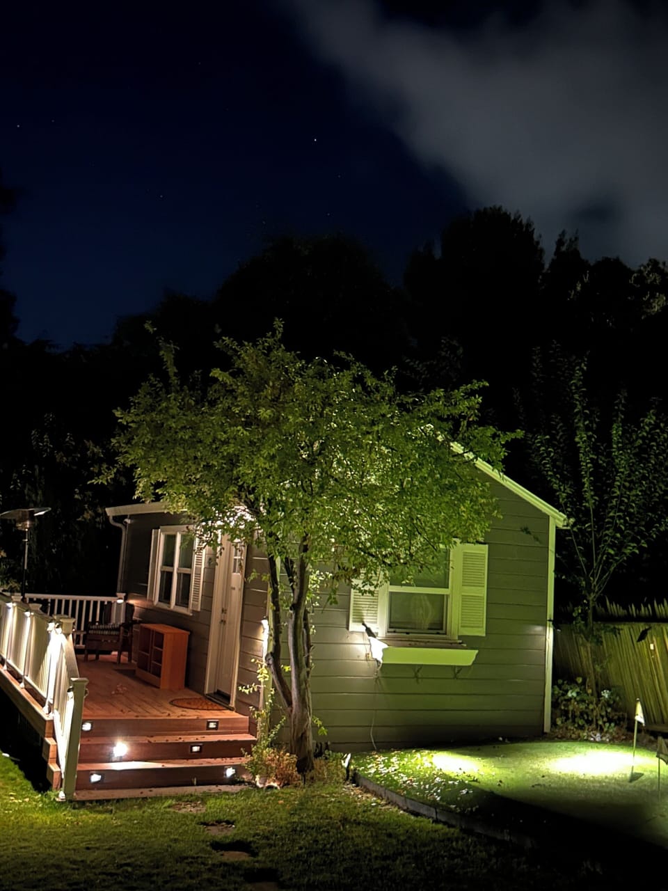 Well lit at night. Putting green for fun with friends