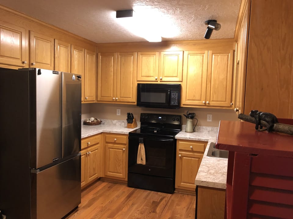 New ceramic cook top range.  New refrigerator with French doors and ice maker.