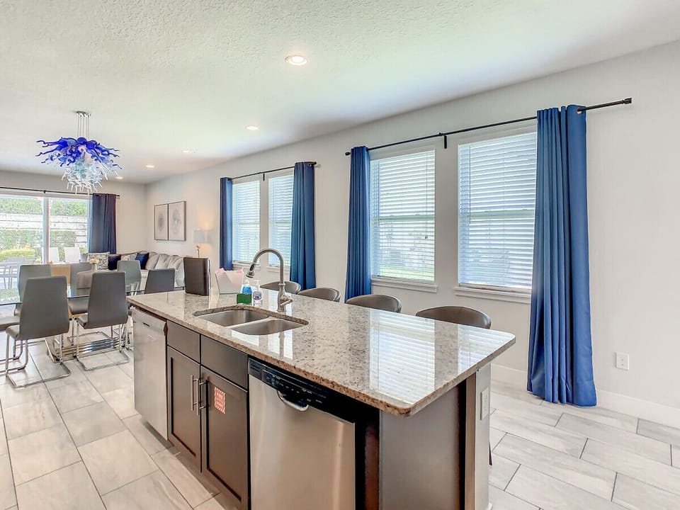 Open plan kitchen and living area