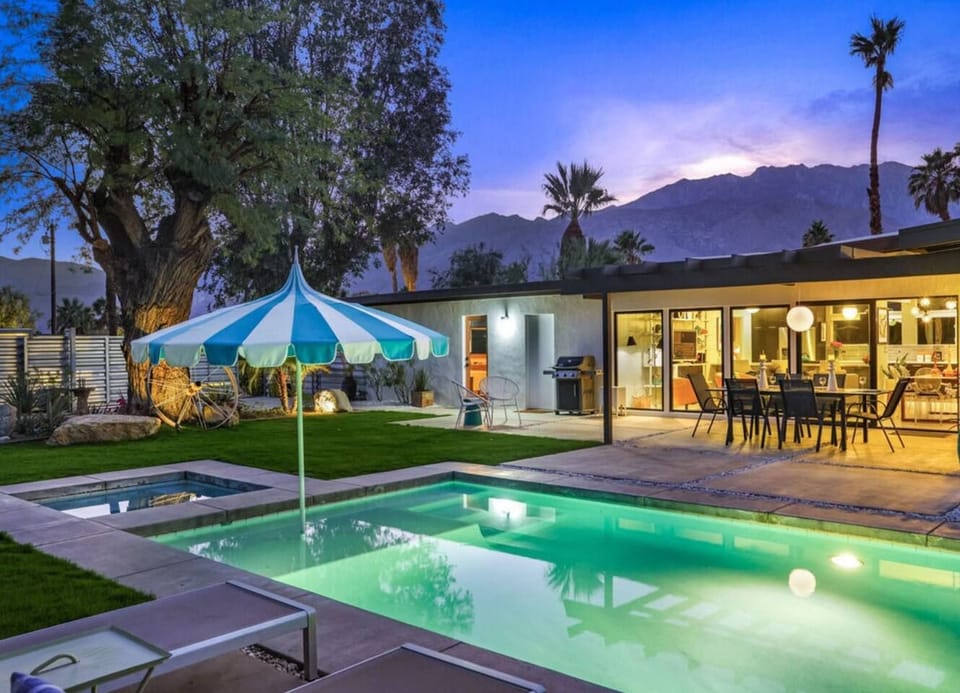Spacious entertainment area with stunning mountain views.
