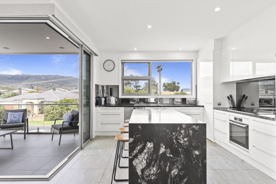 Upstairs kitchen and outdoor area