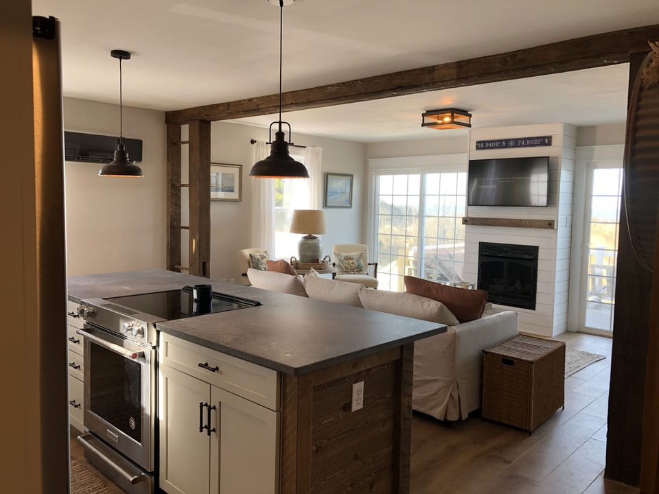 Living area with bay views