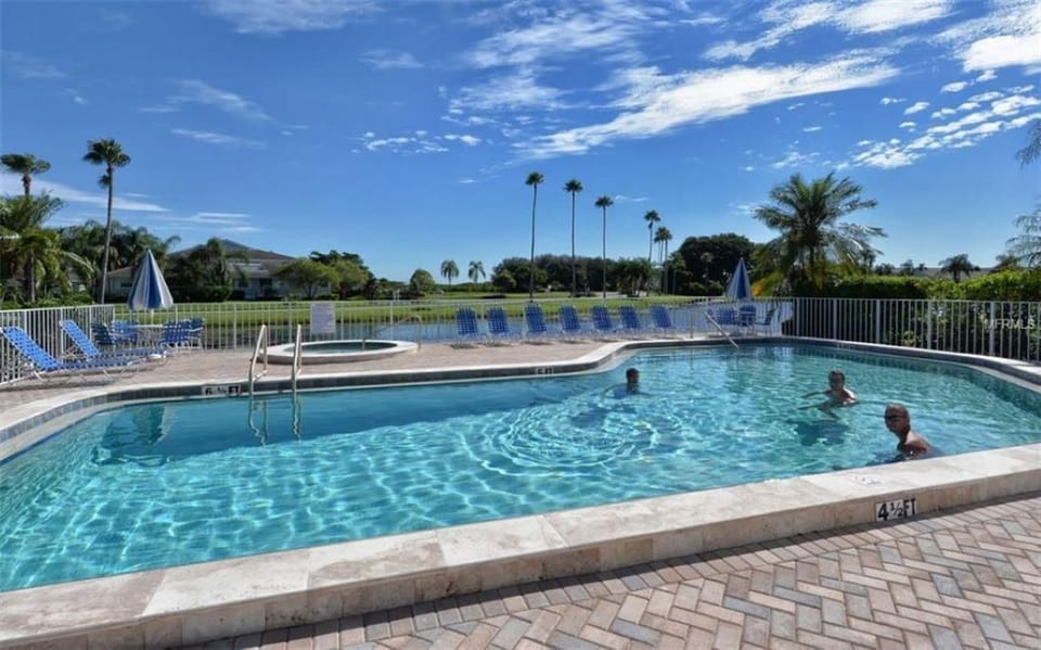 Pool & hot tub are easy walking distance from condo.  Private bathroom poolside.