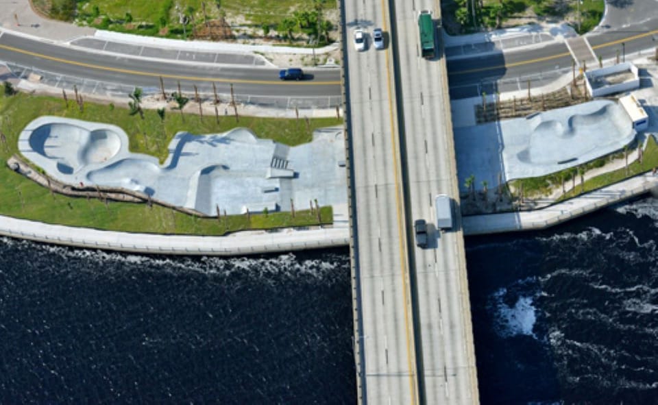 Nearby world renowned Bradenton Manatee River walk 24 hour skate boarding park.