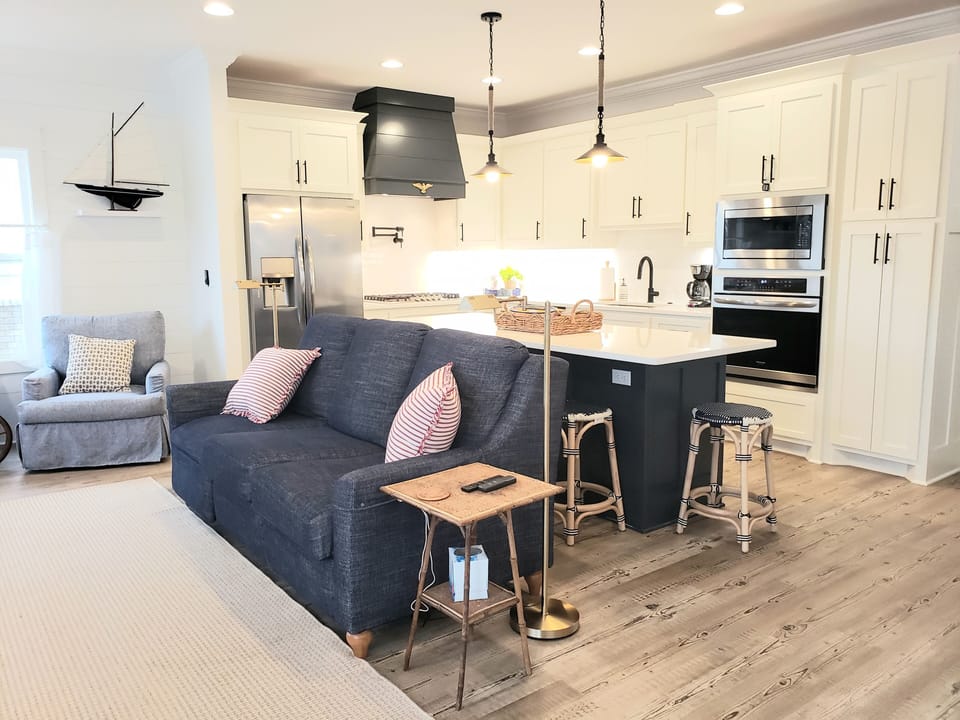 Family room and kitchen