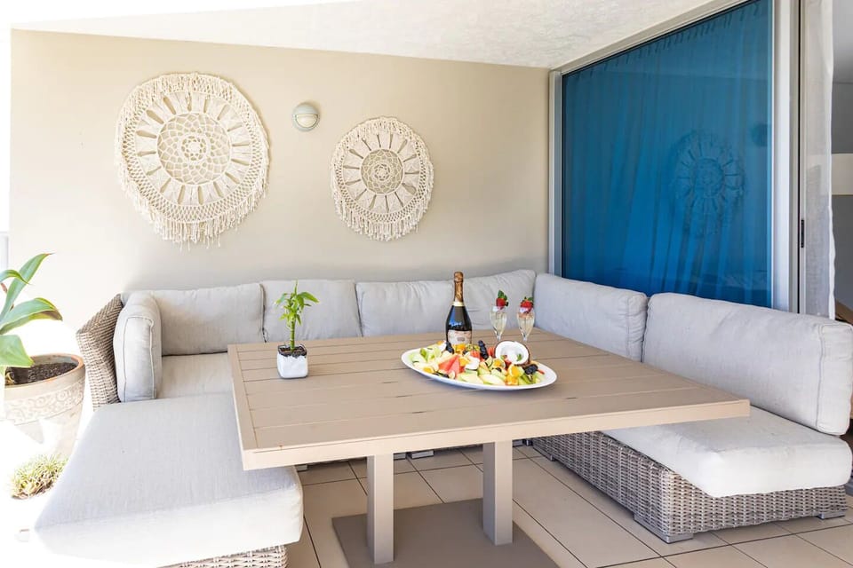 Outdoor seating and dining area