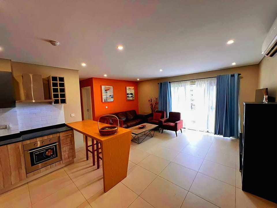 Open space, living room, and kitchen area