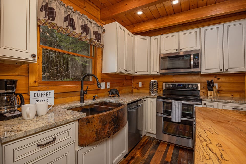 Enjoy the custom-built cabinets.