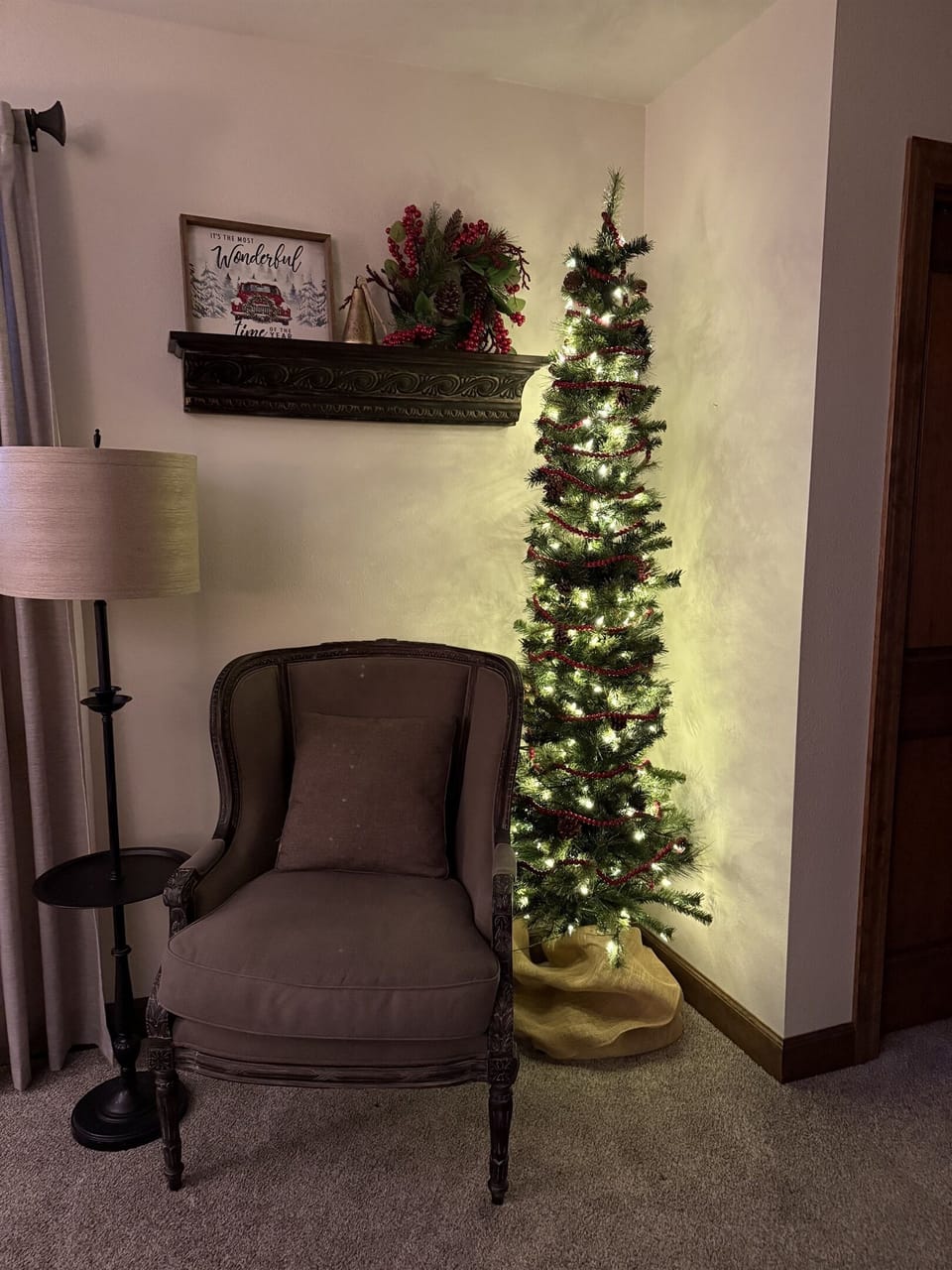 Christmas tree in the primary bedroom