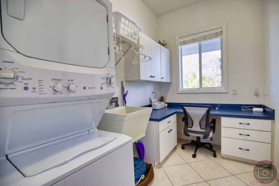 Laundry Room has Private Office Space. 
2 Bedrooms also have workspace
