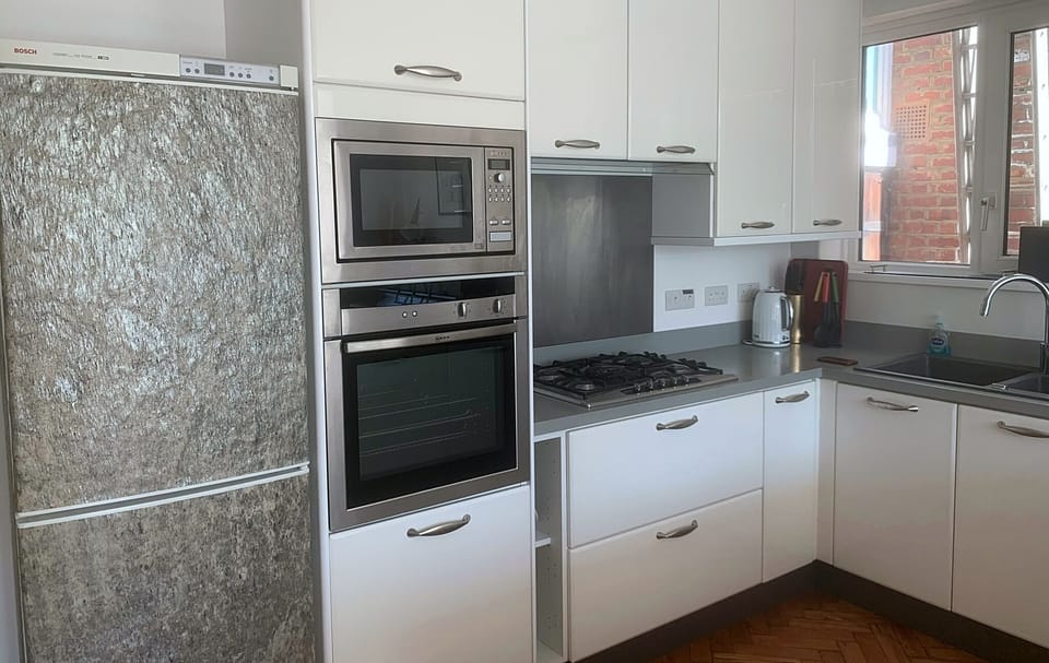 Bosch meets Flintstones fridge/freezer, built in microwave, oven, 5-burner hob