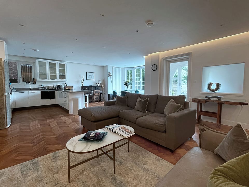 Enormous open plan living area. Original parquet throughout. 