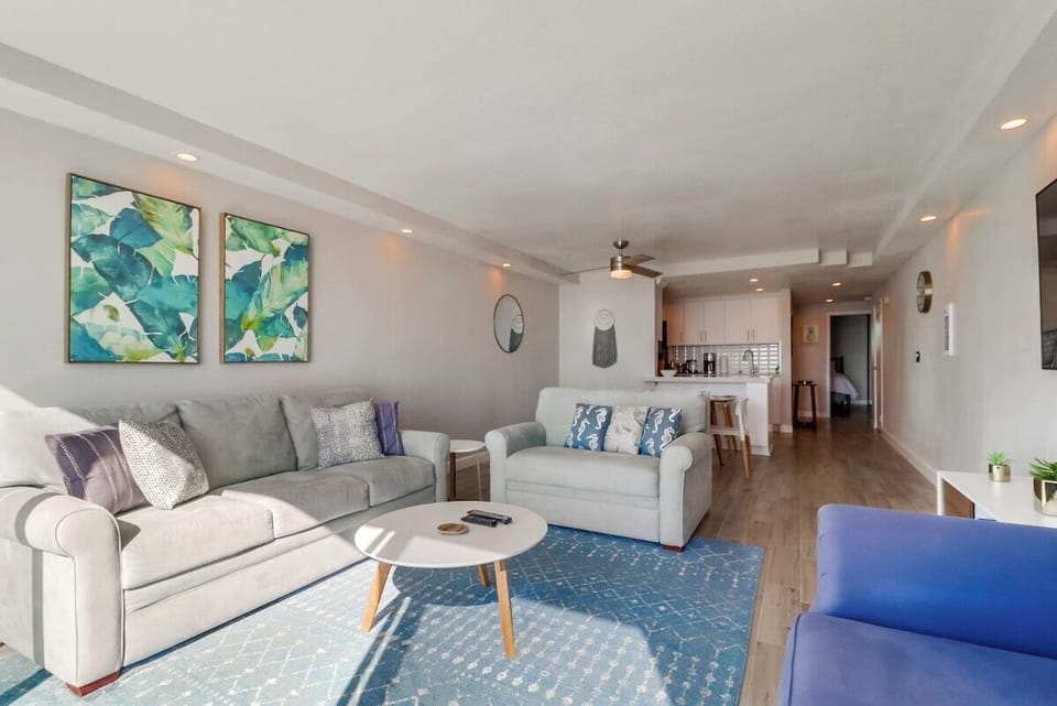 Living room looking back toward the entrance of the unit