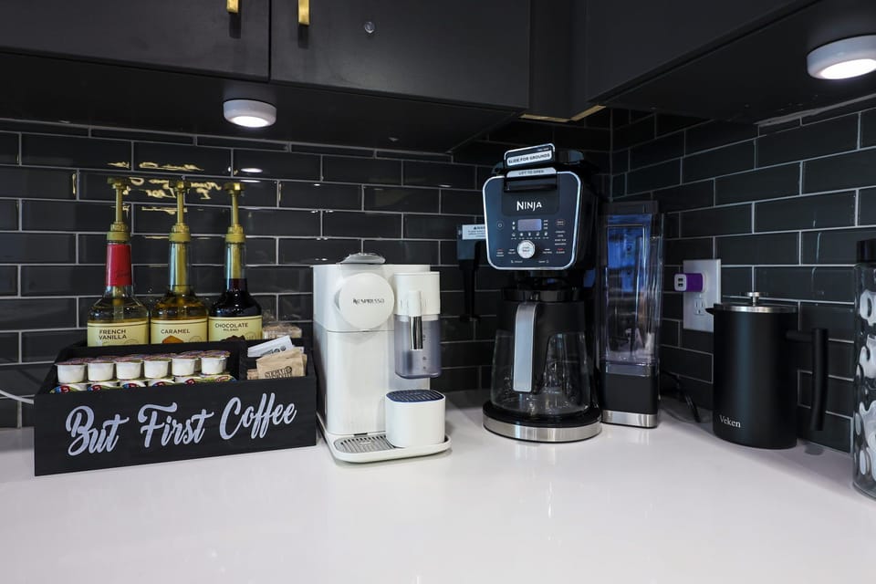 Fully stocked coffee bar