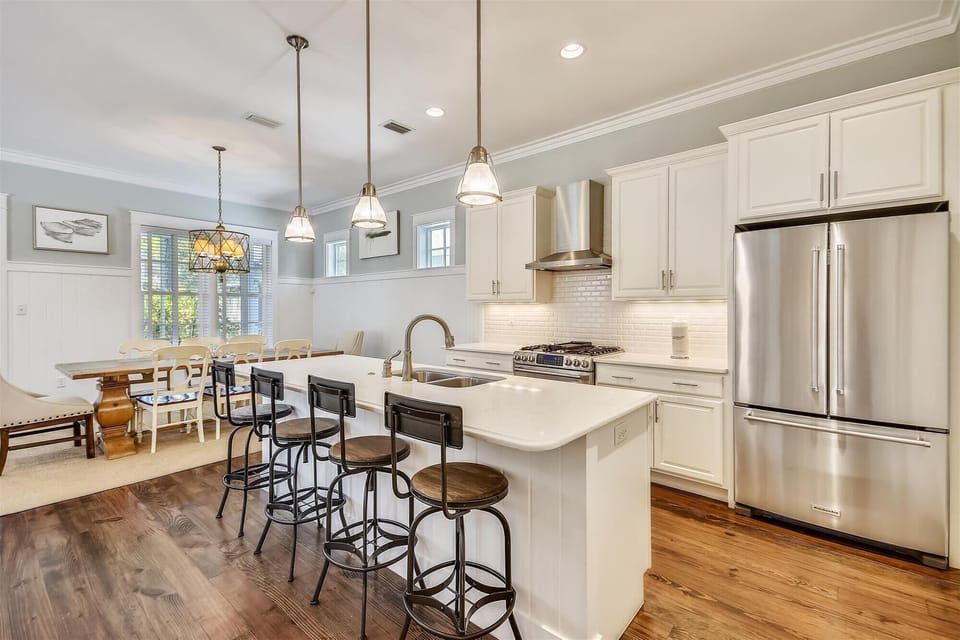 High‑end stainless appliances, ample counter space, and everything needed for effortless meals.