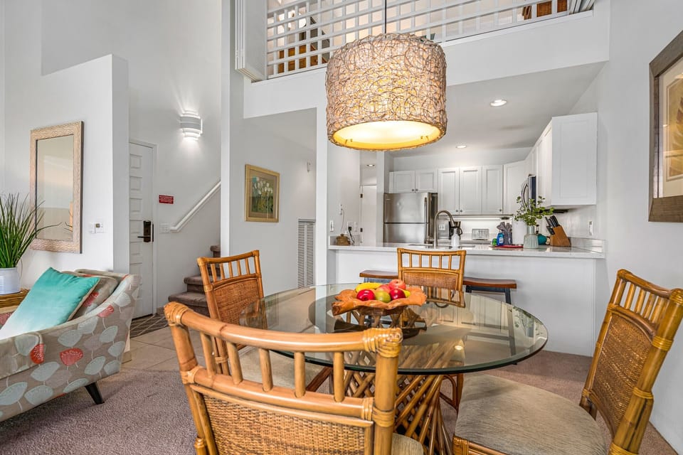 Open kitchen bar allows for conversations
