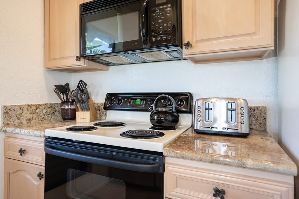 The kitchen is equipped with everything you need to cook a meal