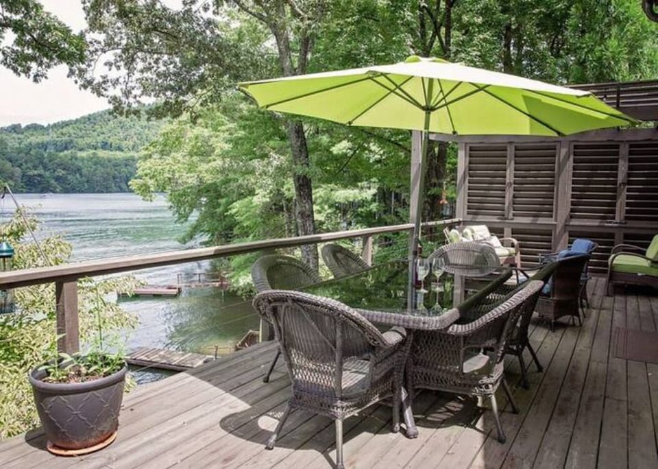 Deck off of Living Room. Table for Six. 